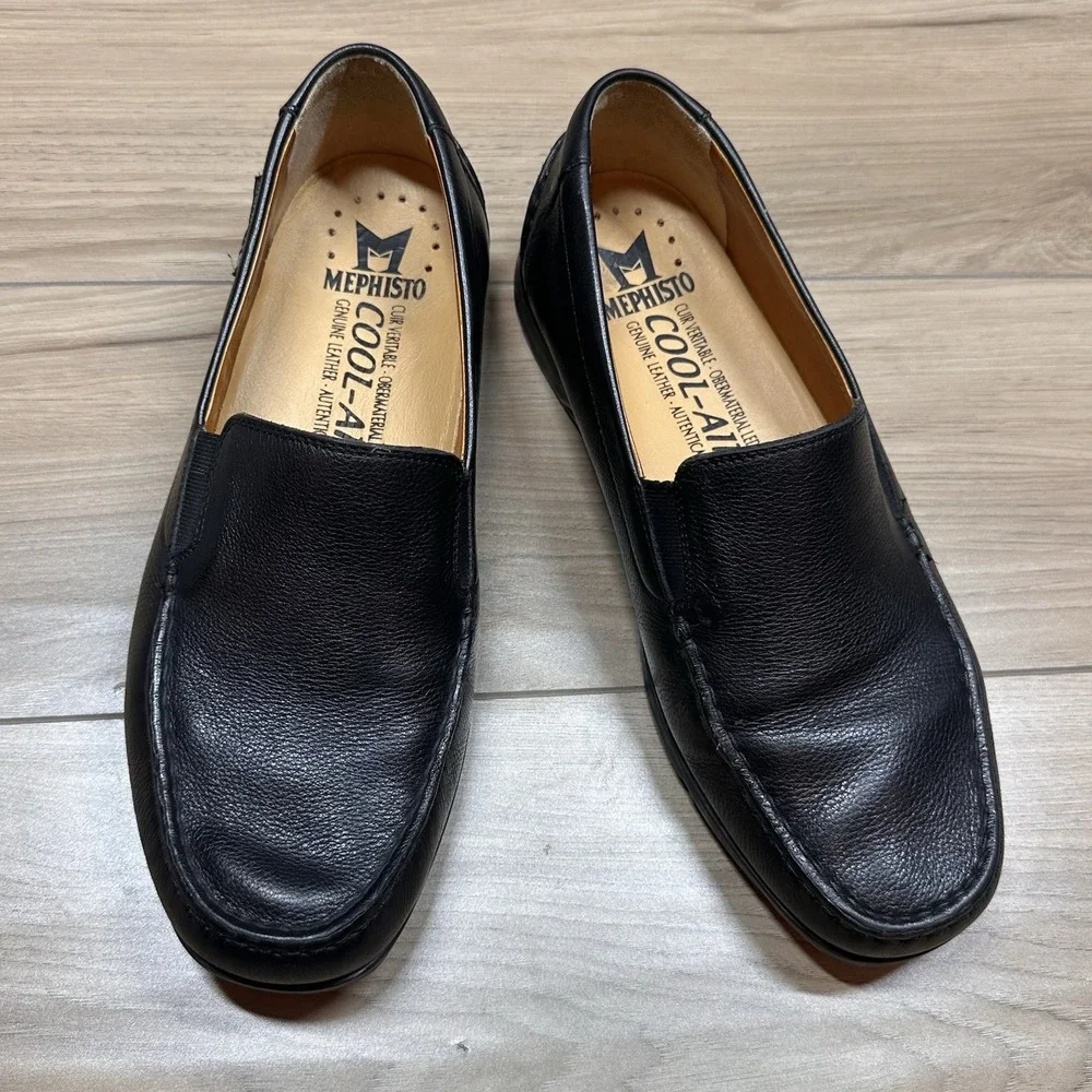 Mephisto Leather Slip On Loafers Mens Black Casual Comfort Walking Shoes Size 9 - Picture 2 of 9